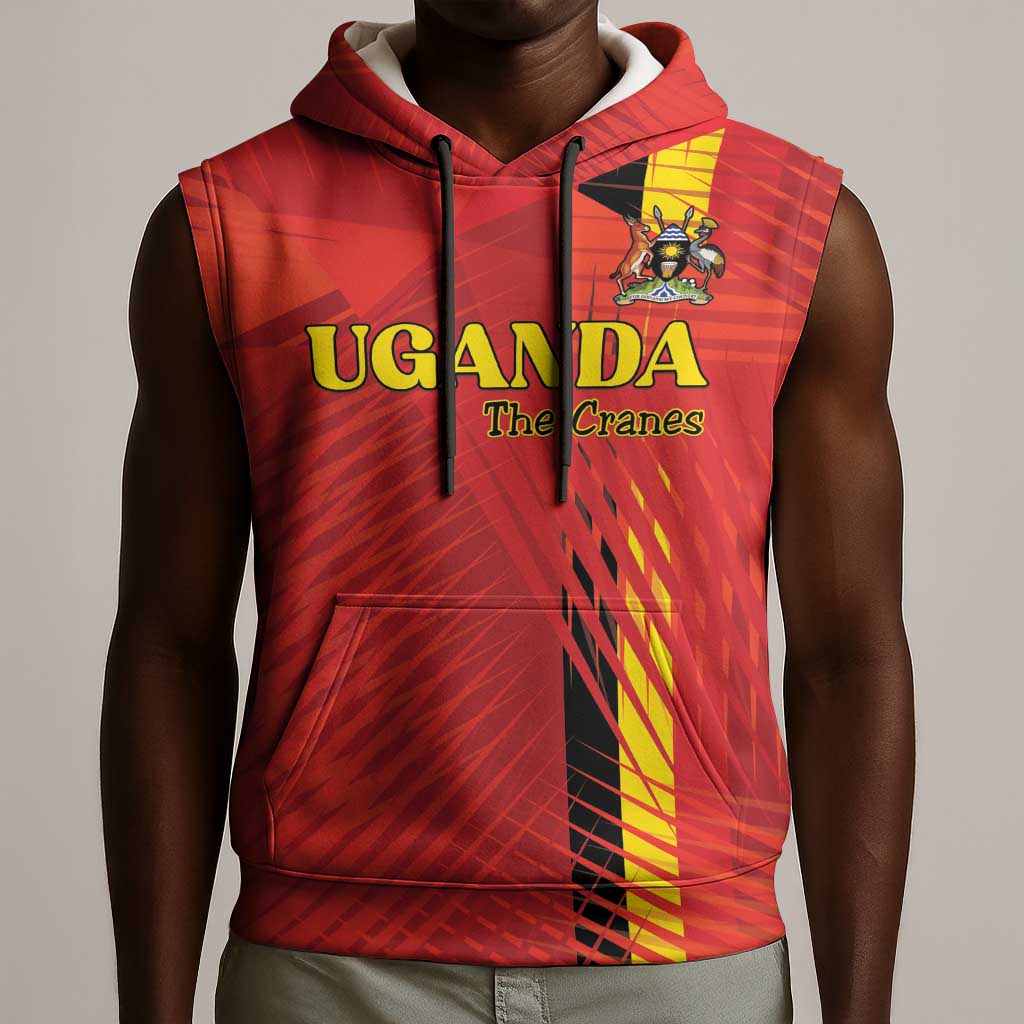 Custom Uganda Football Sleeveless Hoodie Go Champions Cranes - Wonder Print Shop