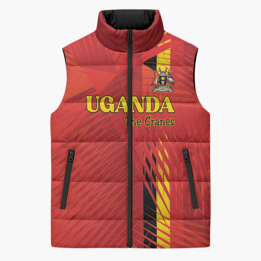 Custom Uganda Football Sleeveless Puffer Jacket Go Champions Cranes - Wonder Print Shop