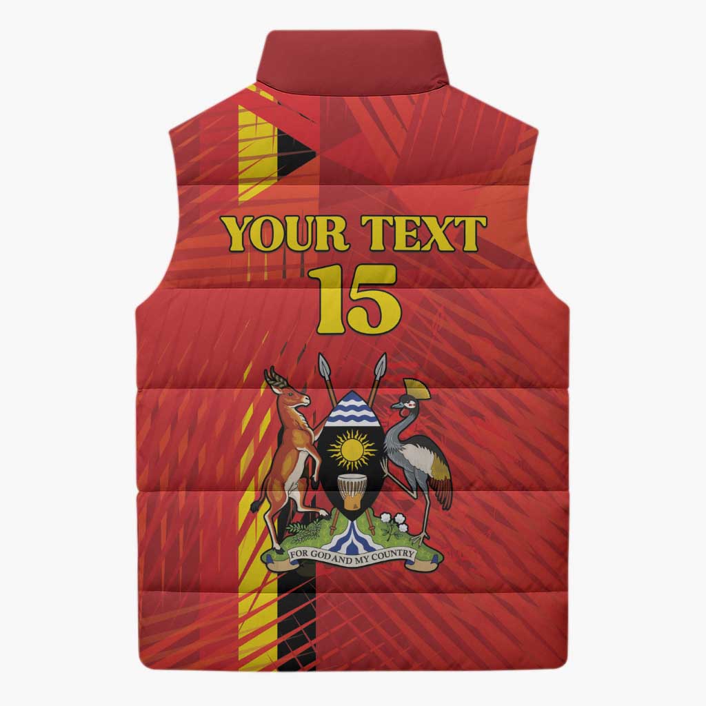 Custom Uganda Football Sleeveless Puffer Jacket Go Champions Cranes - Wonder Print Shop