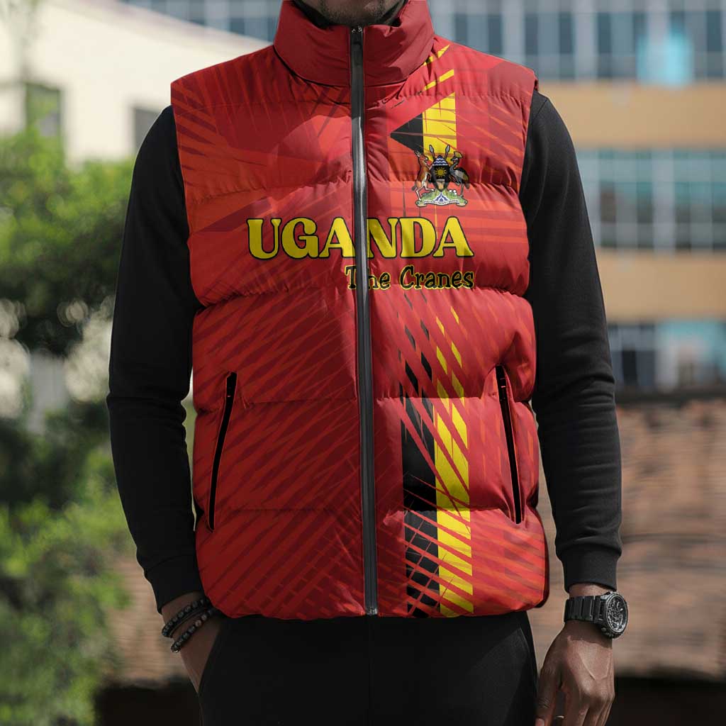 Custom Uganda Football Sleeveless Puffer Jacket Go Champions Cranes - Wonder Print Shop