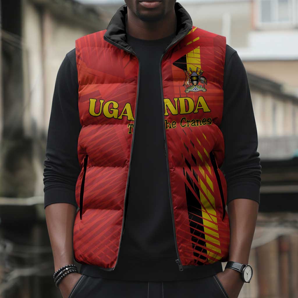 Custom Uganda Football Sleeveless Puffer Jacket Go Champions Cranes - Wonder Print Shop