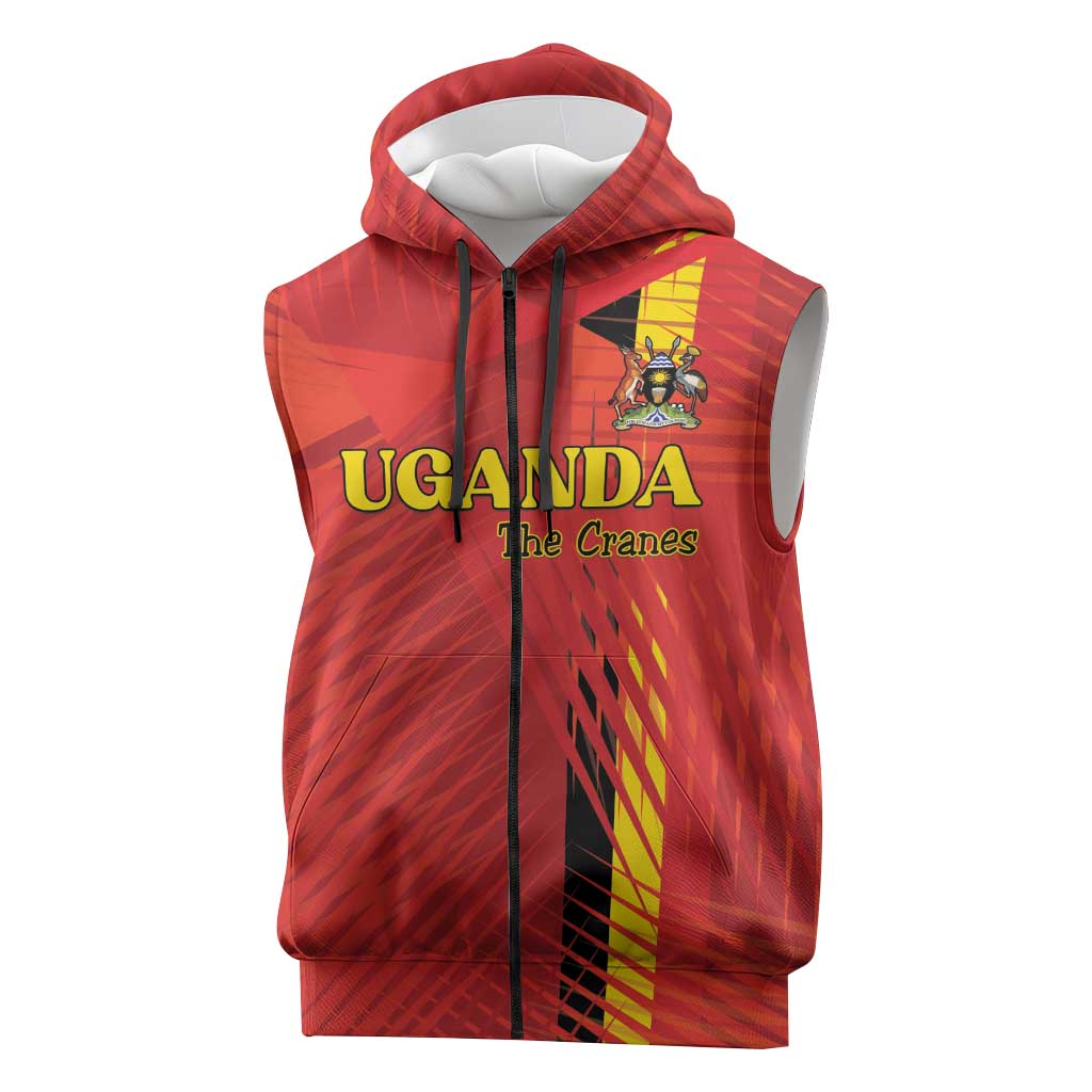 Custom Uganda Football Sleeveless Zip Hoodie Go Champions Cranes - Wonder Print Shop