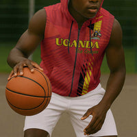 Custom Uganda Football Sleeveless Zip Hoodie Go Champions Cranes - Wonder Print Shop