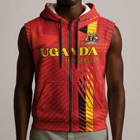 Custom Uganda Football Sleeveless Zip Hoodie Go Champions Cranes - Wonder Print Shop