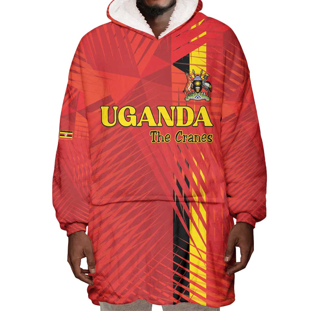 Custom Uganda Football Wearable Blanket Hoodie Go Champions Cranes - Wonder Print Shop