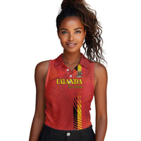 Custom Uganda Football Women Sleeveless Polo Shirt Go Champions Cranes - Wonder Print Shop