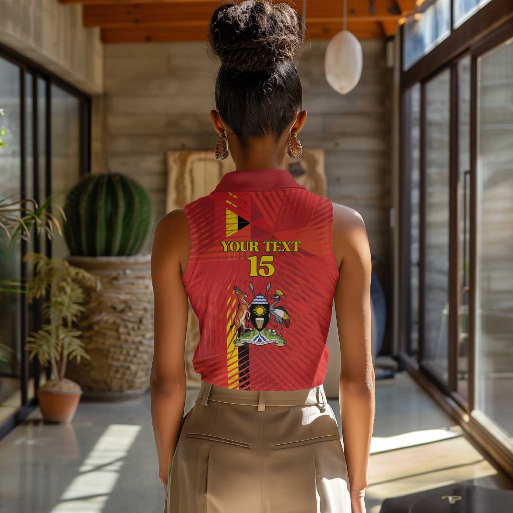 Custom Uganda Football Women Sleeveless Polo Shirt Go Champions Cranes - Wonder Print Shop