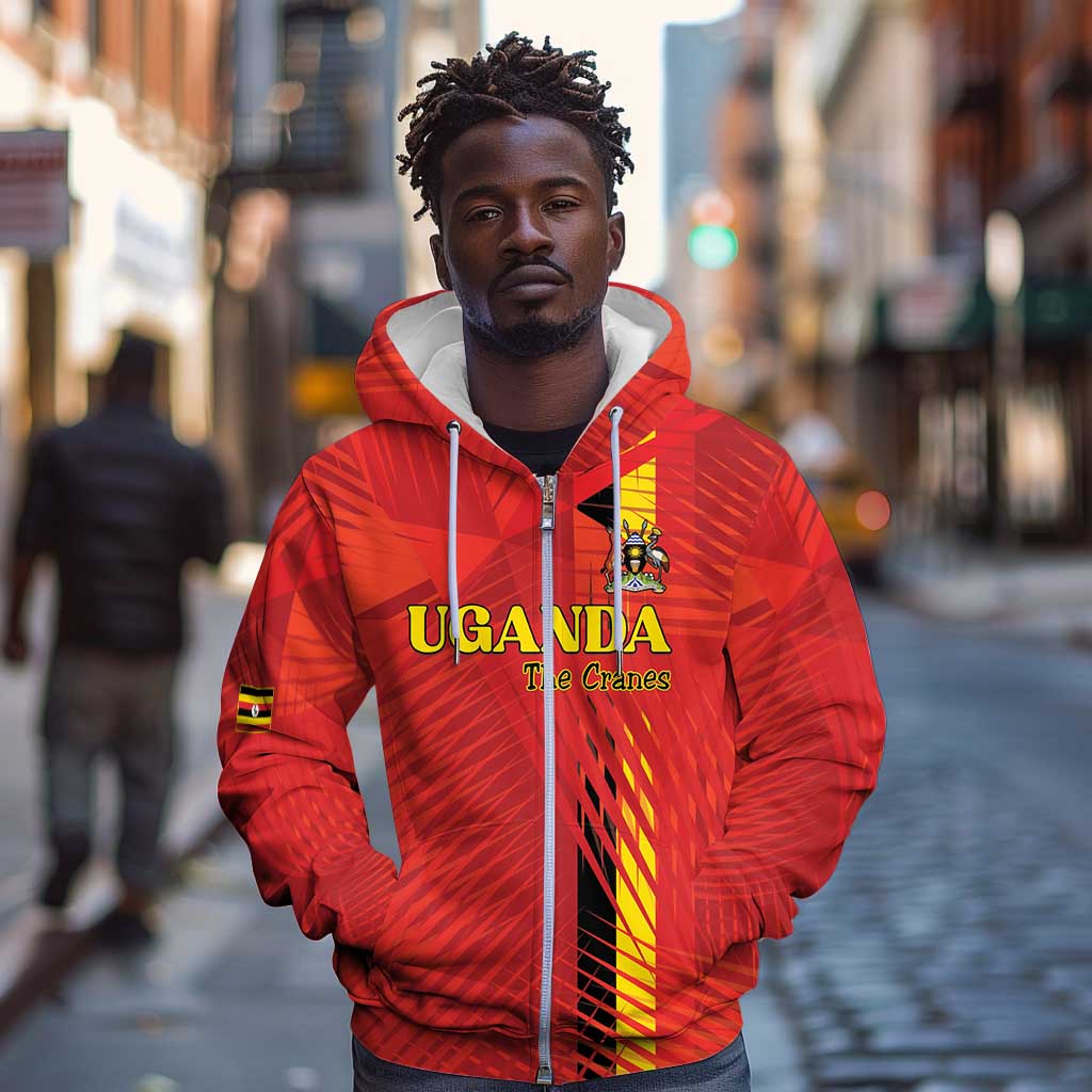 Custom Uganda Football Zip Hoodie Go Champions Cranes - Wonder Print Shop