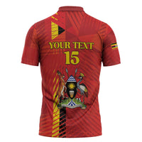 Custom Uganda Football Zipper Polo Shirt Go Champions Cranes - Wonder Print Shop