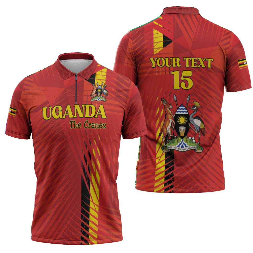 Custom Uganda Football Zipper Polo Shirt Go Champions Cranes - Wonder Print Shop