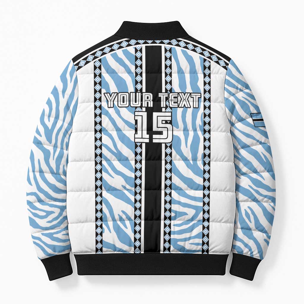 Custom Botswana Football Bomber Puffer Jacket Botswana Rising Again - Black - Wonder Print Shop