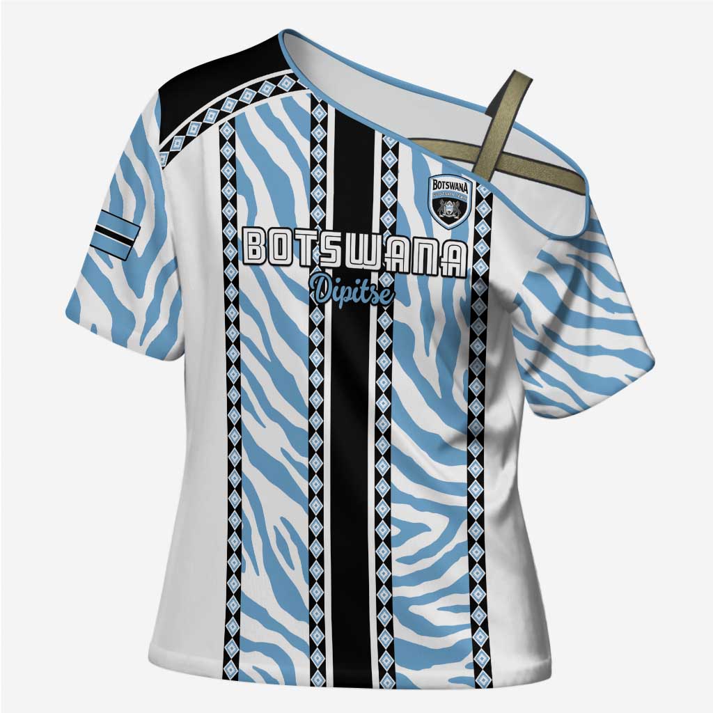 Custom Botswana Football Cross Shoulder Shirt Botswana Rising Again - Black - Wonder Print Shop