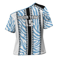 Custom Botswana Football Cross Shoulder Shirt Botswana Rising Again - Black - Wonder Print Shop