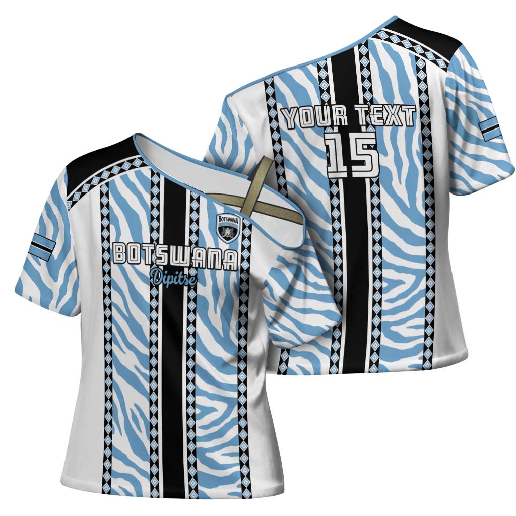 Custom Botswana Football Cross Shoulder Shirt Botswana Rising Again - Black - Wonder Print Shop