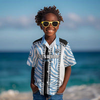 Custom Botswana Football Kid Hawaiian Shirt Botswana Rising Again - Black LT15