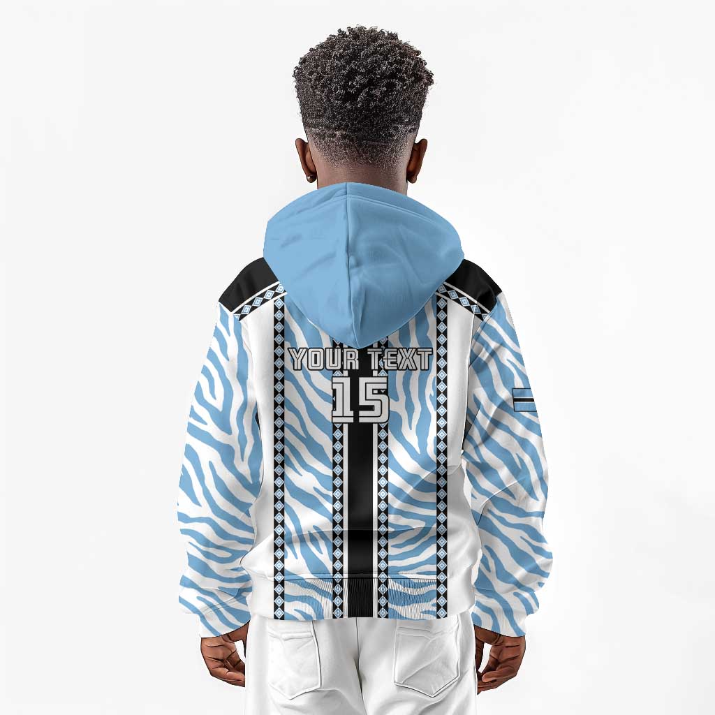 Custom Botswana Football Kid Hoodie Botswana Rising Again - Black - Wonder Print Shop