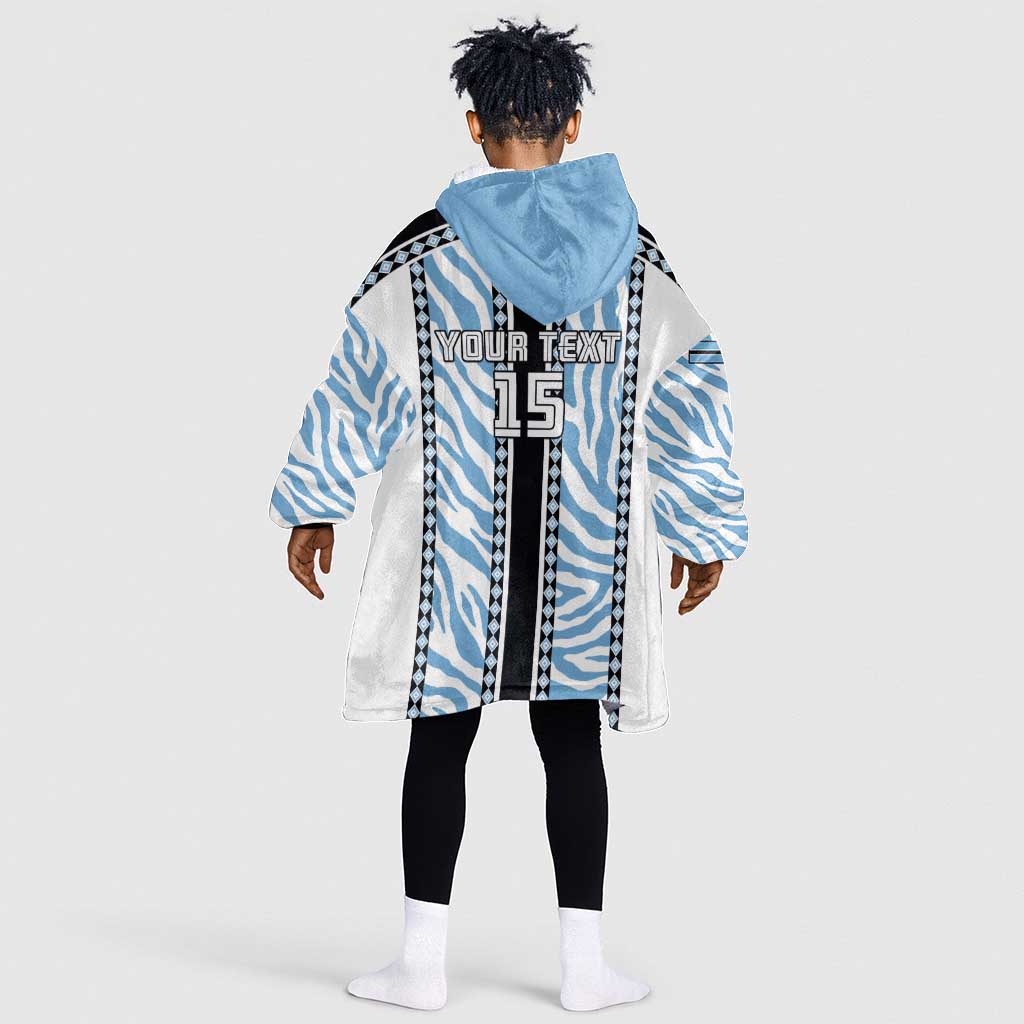 Custom Botswana Football Kid Wearable Blanket Hoodie Botswana Rising Again - Black - Wonder Print Shop