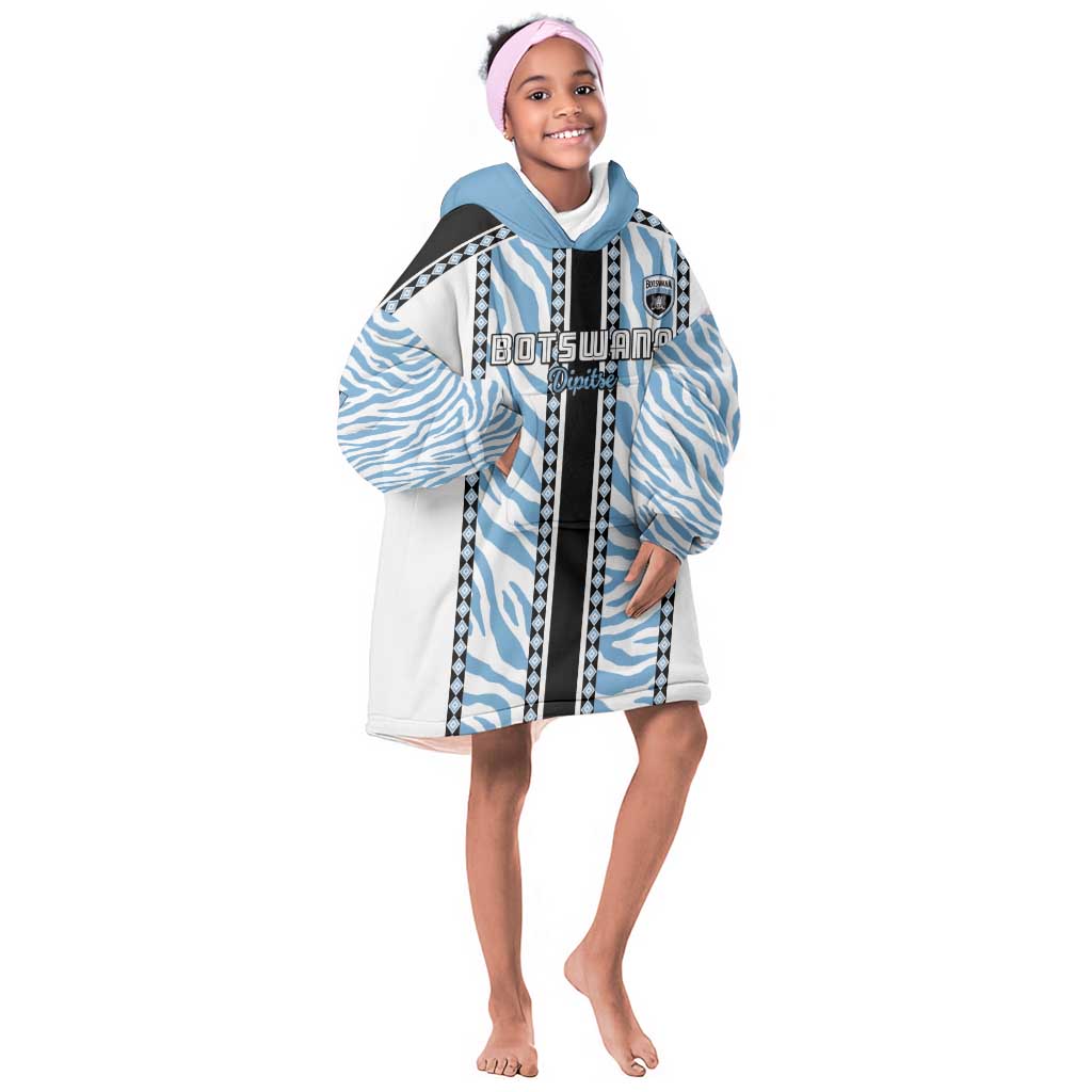 Custom Botswana Football Kid Wearable Blanket Hoodie Botswana Rising Again - Black - Wonder Print Shop