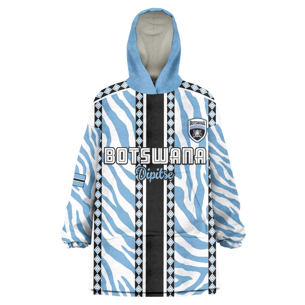 Custom Botswana Football Kid Wearable Blanket Hoodie Botswana Rising Again - Black - Wonder Print Shop