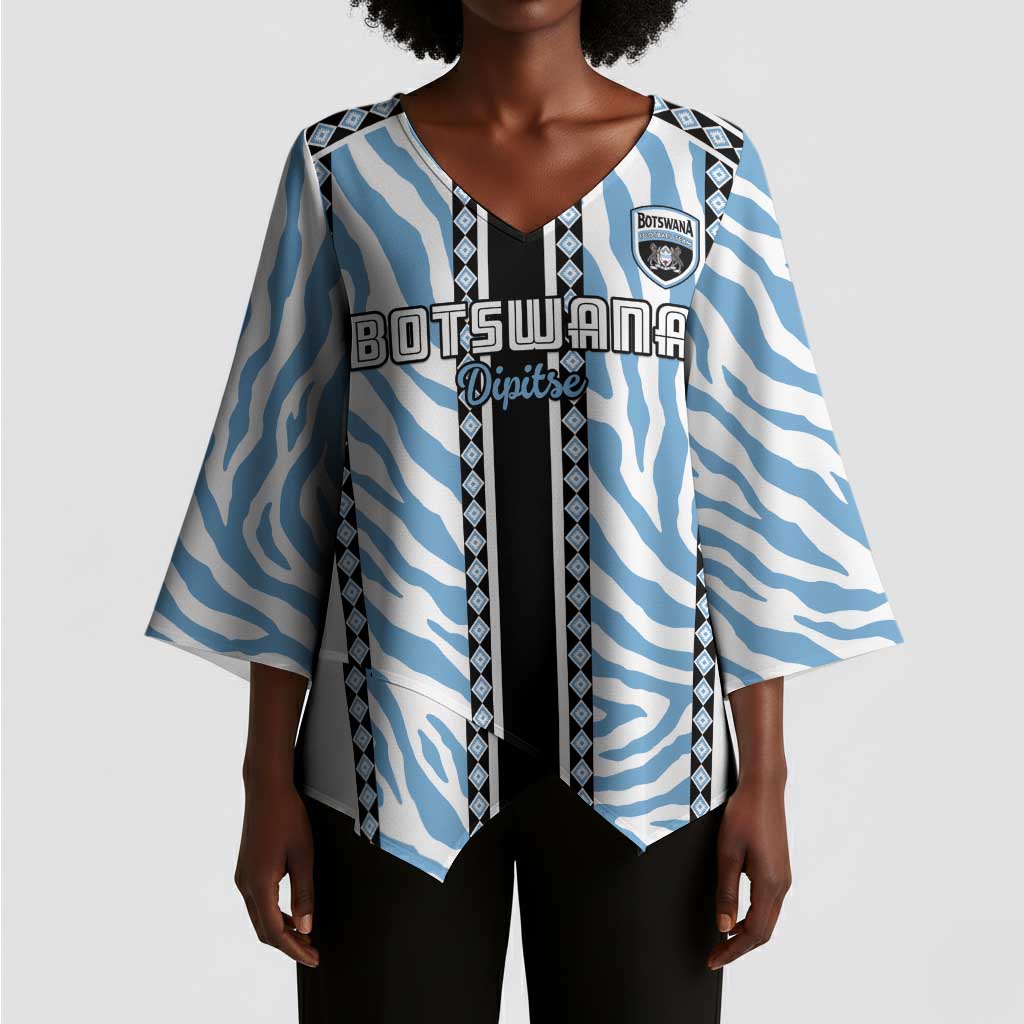 Custom Botswana Football Kimono Sleeve Blouse Botswana Rising Again - Black - Wonder Print Shop