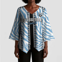 Custom Botswana Football Kimono Sleeve Blouse Botswana Rising Again - Black - Wonder Print Shop