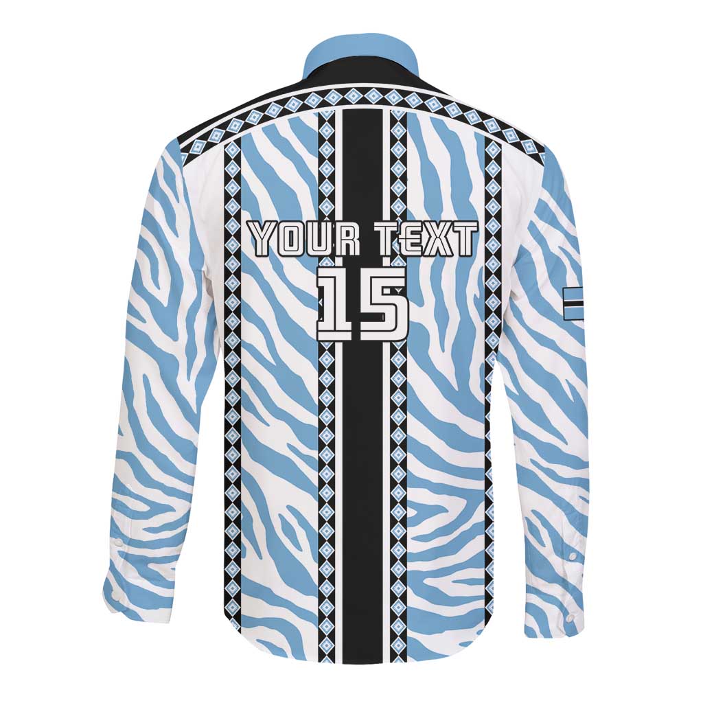 Custom Botswana Football Long Sleeve Button Shirt Botswana Rising Again - Black - Wonder Print Shop
