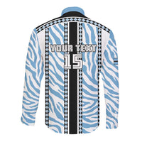 Custom Botswana Football Long Sleeve Button Shirt Botswana Rising Again - Black - Wonder Print Shop