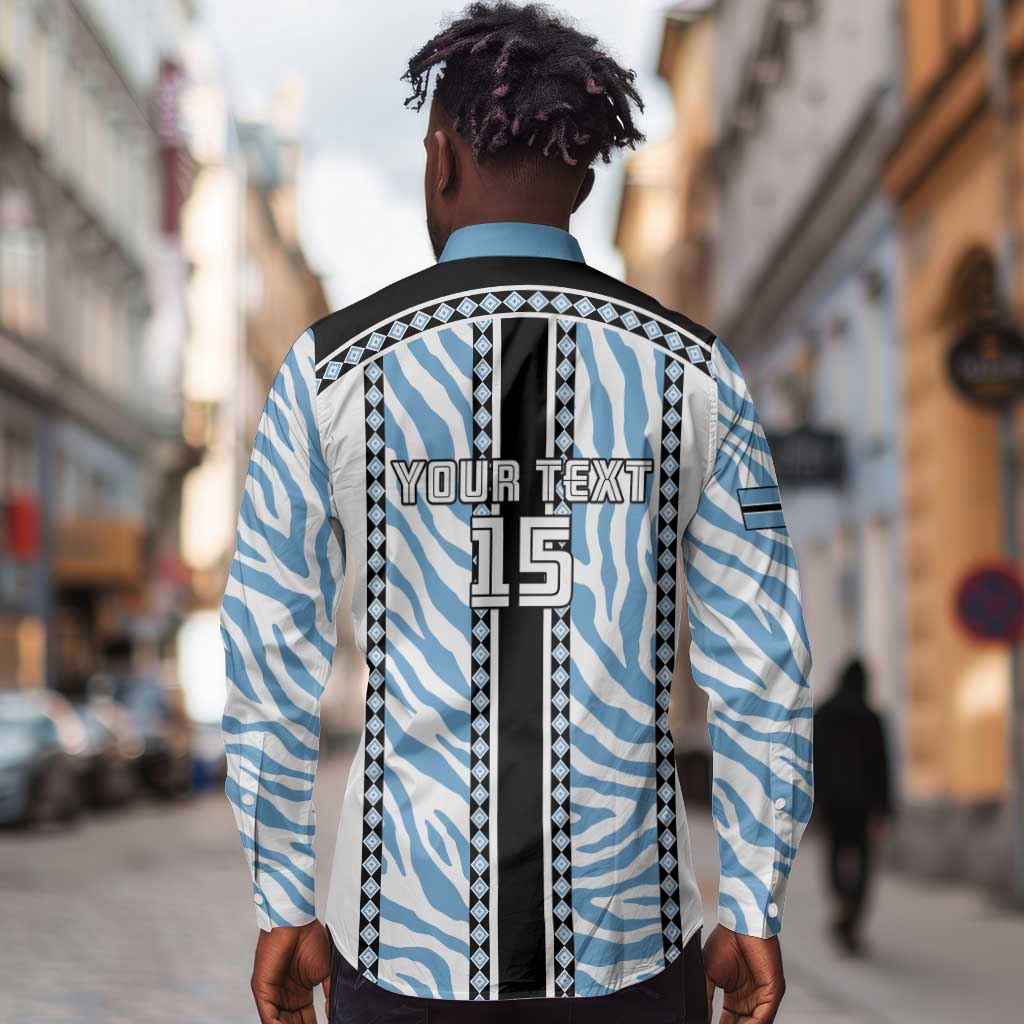Custom Botswana Football Long Sleeve Button Shirt Botswana Rising Again - Black - Wonder Print Shop