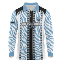 Custom Botswana Football Long Sleeve Polo Shirt Botswana Rising Again - Black - Wonder Print Shop