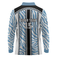 Custom Botswana Football Long Sleeve Polo Shirt Botswana Rising Again - Black - Wonder Print Shop