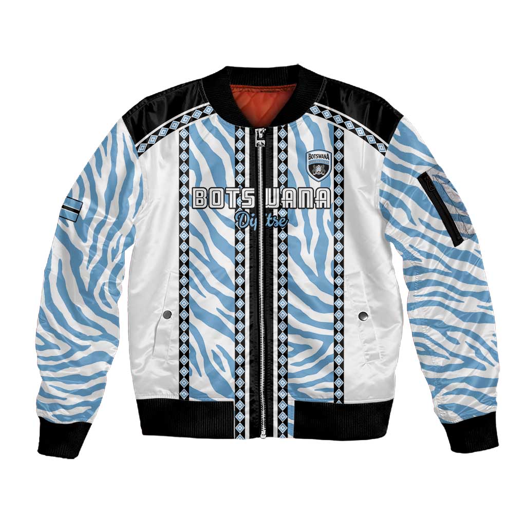 Custom Botswana Football Sleeve Zip Bomber Jacket Botswana Rising Again - Black - Wonder Print Shop