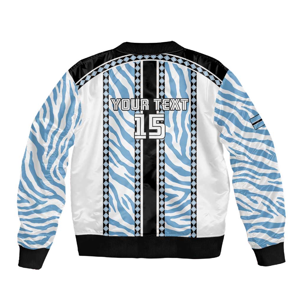 Custom Botswana Football Sleeve Zip Bomber Jacket Botswana Rising Again - Black - Wonder Print Shop