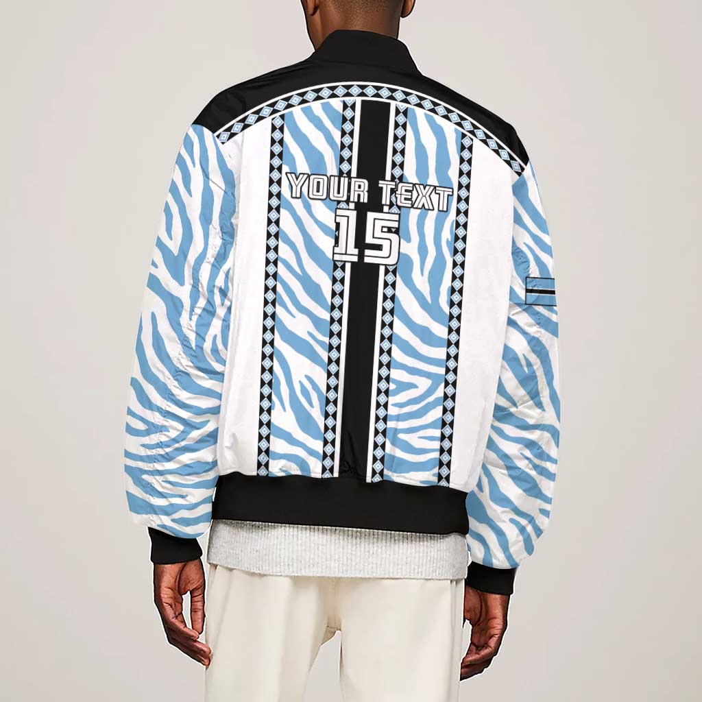 Custom Botswana Football Sleeve Zip Bomber Jacket Botswana Rising Again - Black - Wonder Print Shop