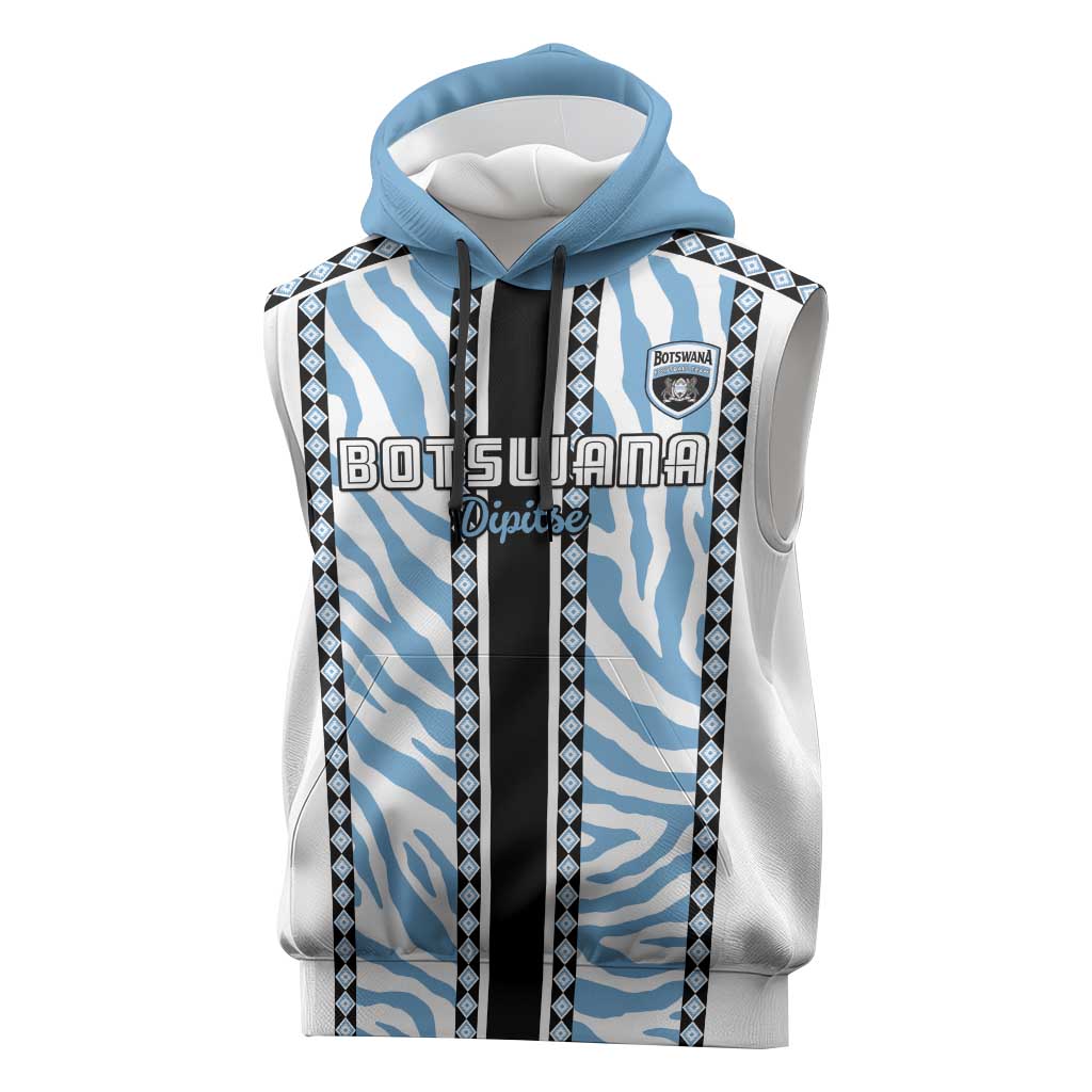 Custom Botswana Football Sleeveless Hoodie Botswana Rising Again - Black - Wonder Print Shop