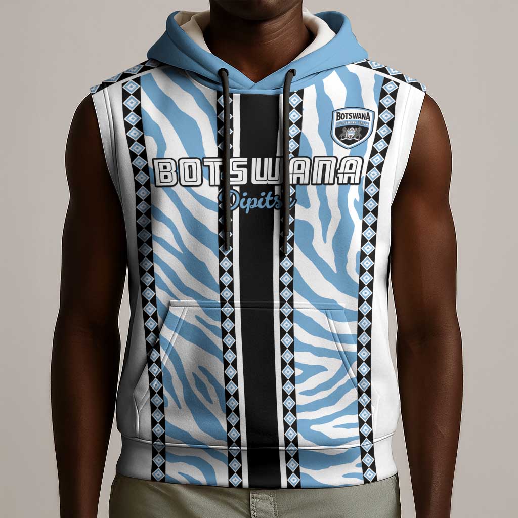 Custom Botswana Football Sleeveless Hoodie Botswana Rising Again - Black - Wonder Print Shop