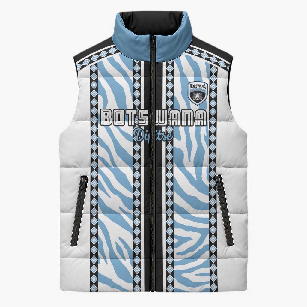 Custom Botswana Football Sleeveless Puffer Jacket Botswana Rising Again - Black - Wonder Print Shop