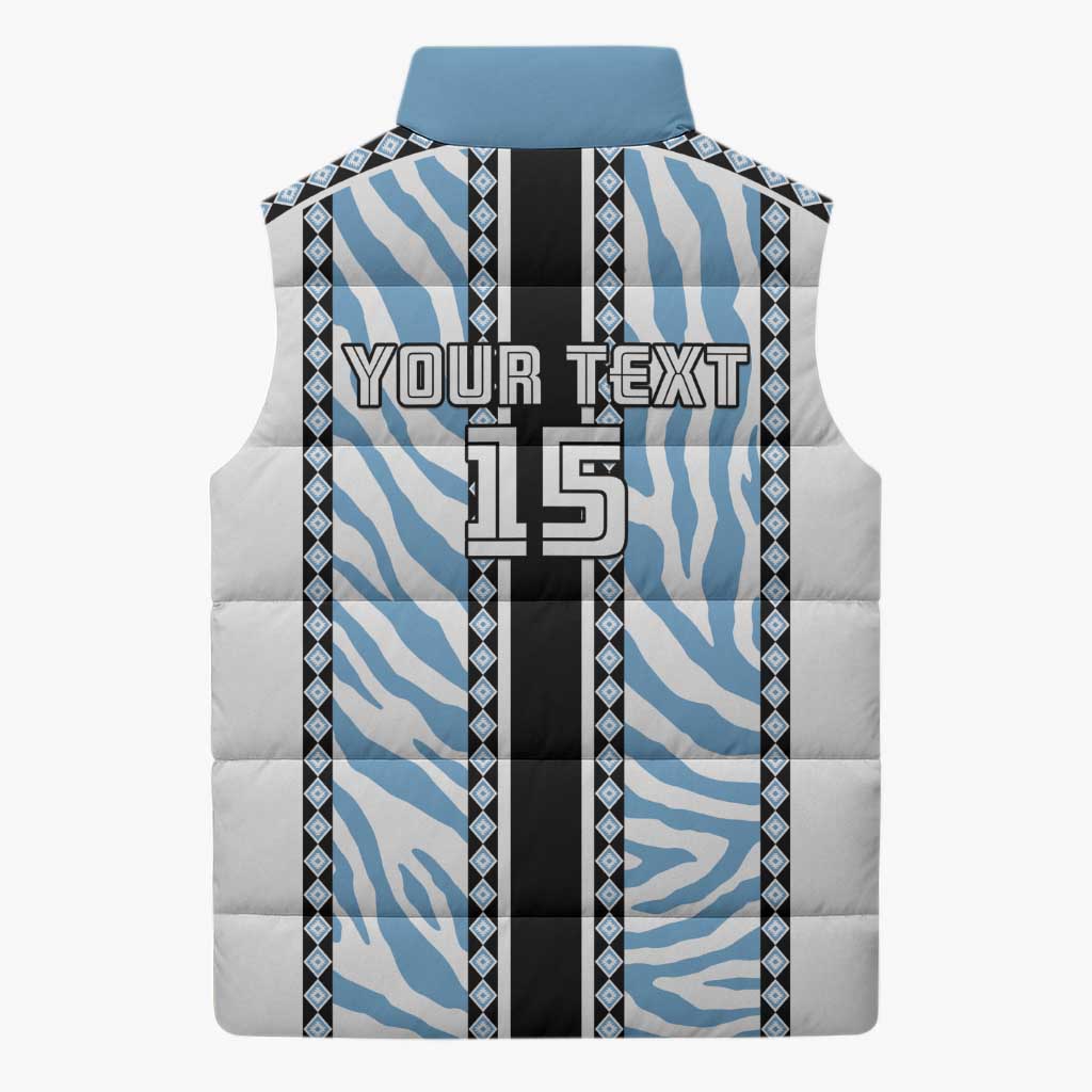Custom Botswana Football Sleeveless Puffer Jacket Botswana Rising Again - Black - Wonder Print Shop