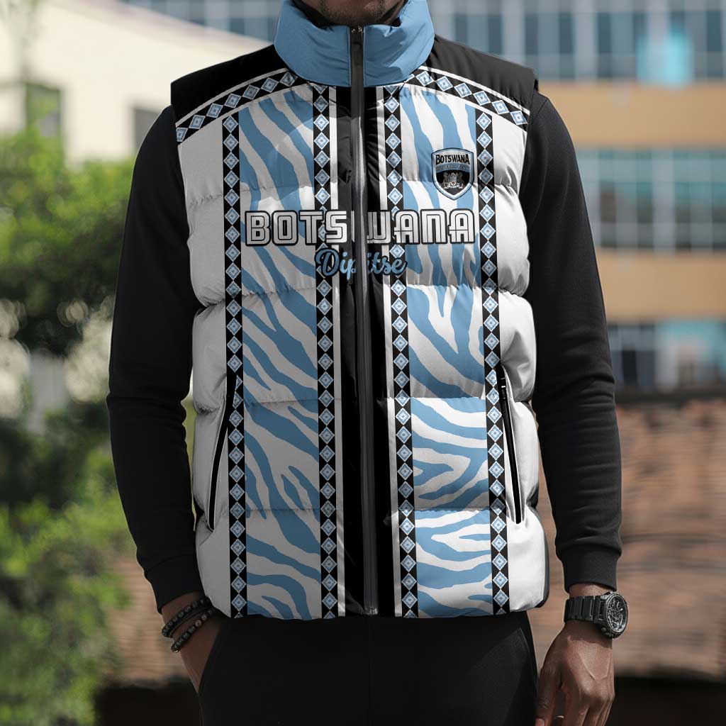 Custom Botswana Football Sleeveless Puffer Jacket Botswana Rising Again - Black - Wonder Print Shop