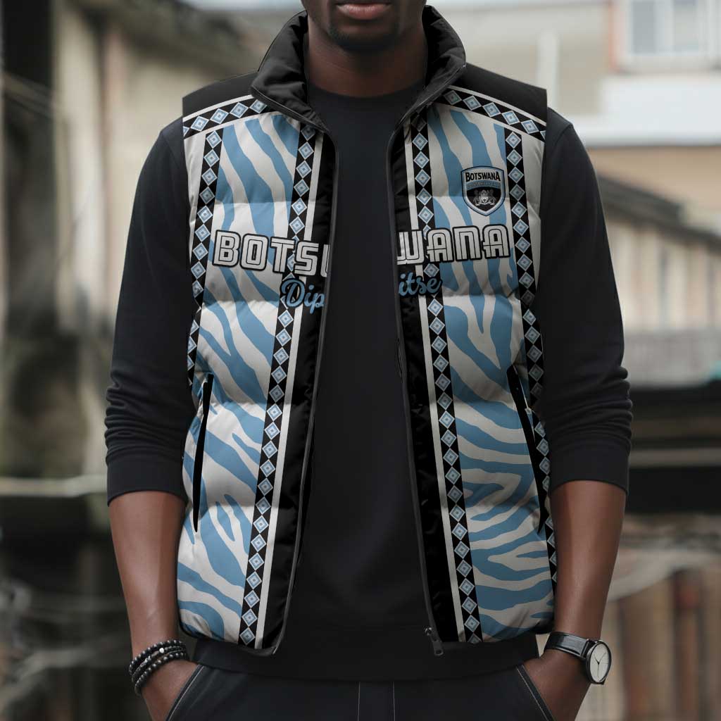 Custom Botswana Football Sleeveless Puffer Jacket Botswana Rising Again - Black - Wonder Print Shop