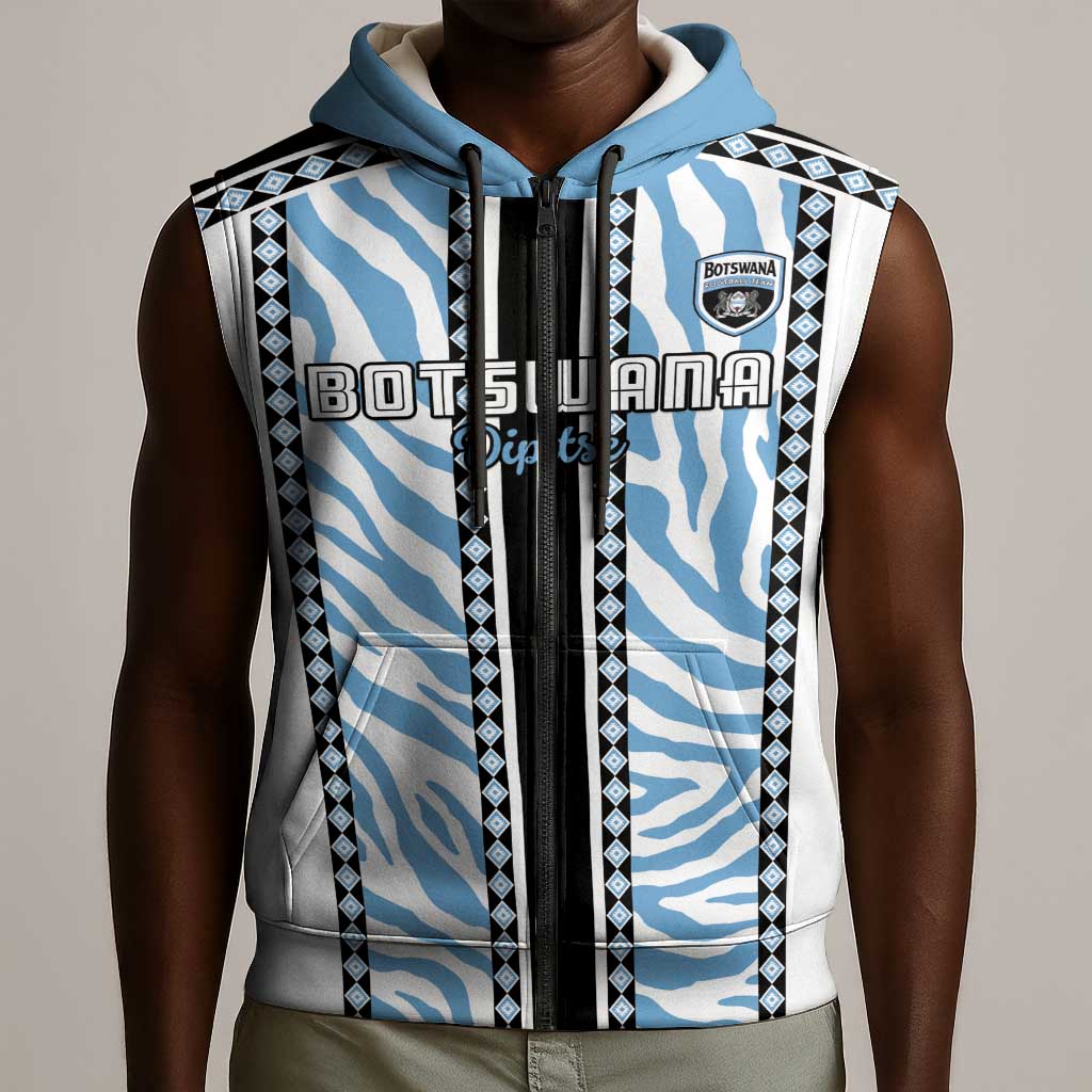 Custom Botswana Football Sleeveless Zip Hoodie Botswana Rising Again - Black - Wonder Print Shop