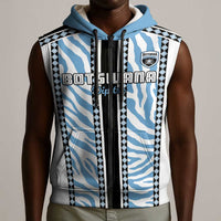 Custom Botswana Football Sleeveless Zip Hoodie Botswana Rising Again - Black - Wonder Print Shop