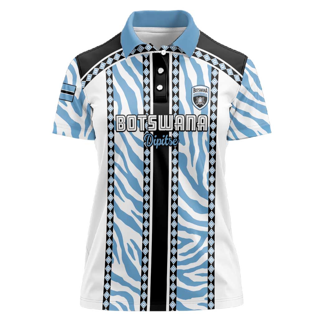 Custom Botswana Football Women Polo Shirt Botswana Rising Again - Black LT15