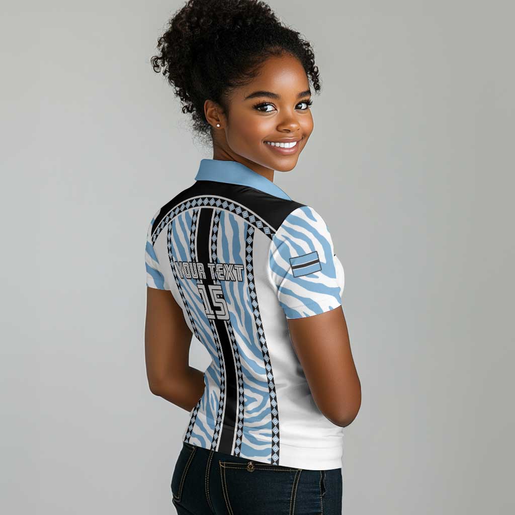 Custom Botswana Football Women Polo Shirt Botswana Rising Again - Black LT15