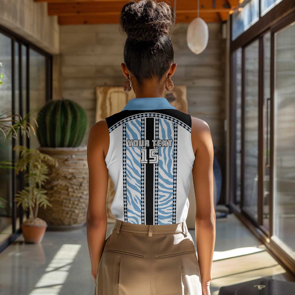 Custom Botswana Football Women Sleeveless Polo Shirt Botswana Rising Again - Black - Wonder Print Shop