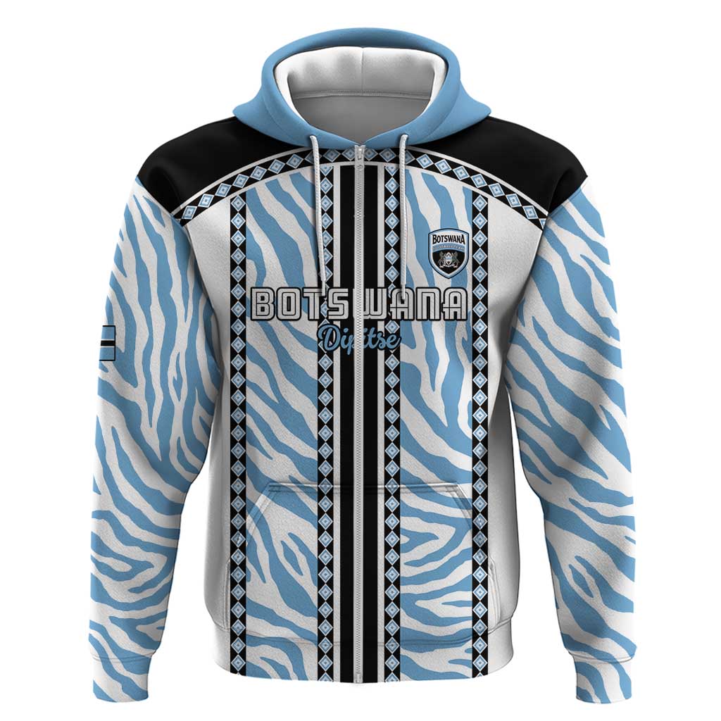 Custom Botswana Football Zip Hoodie Botswana Rising Again - Black - Wonder Print Shop