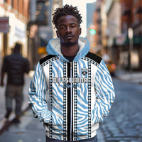 Custom Botswana Football Zip Hoodie Botswana Rising Again - Black - Wonder Print Shop