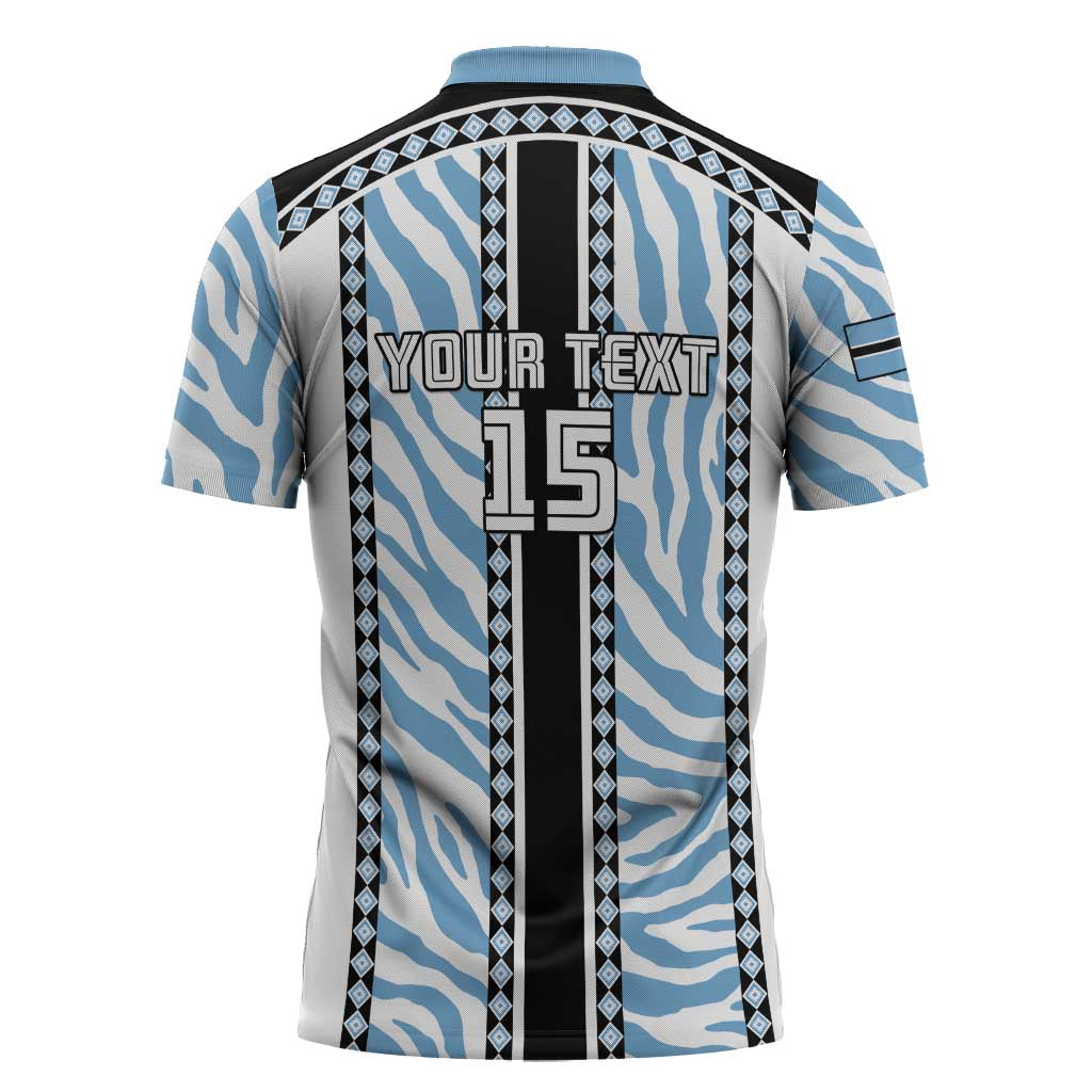 Custom Botswana Football Zipper Polo Shirt Botswana Rising Again - Black - Wonder Print Shop