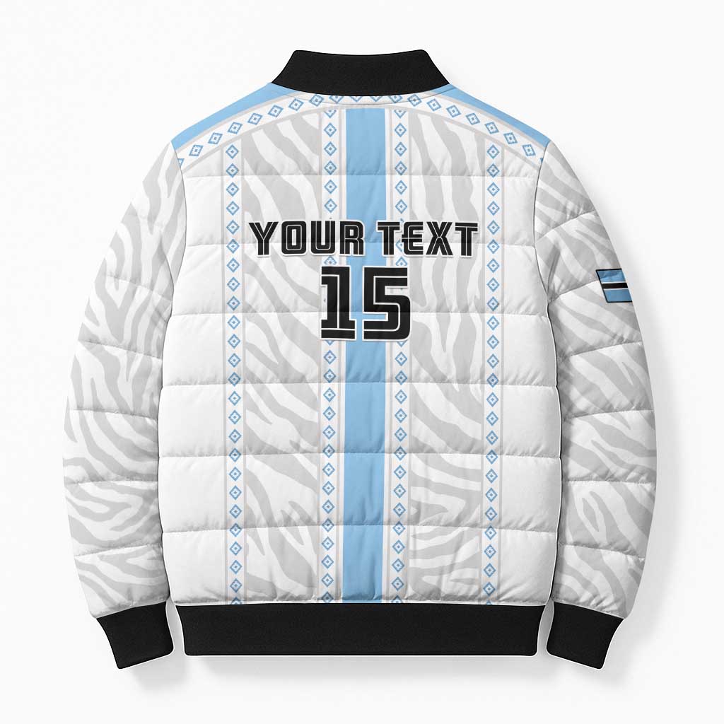 Custom Botswana Football Bomber Puffer Jacket Botswana Rising Again - Blue - Wonder Print Shop