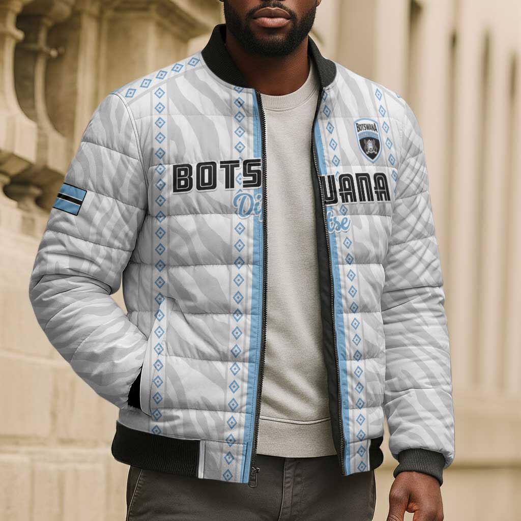 Custom Botswana Football Bomber Puffer Jacket Botswana Rising Again - Blue - Wonder Print Shop