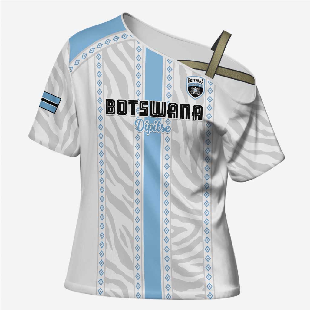 Custom Botswana Football Cross Shoulder Shirt Botswana Rising Again - Blue - Wonder Print Shop